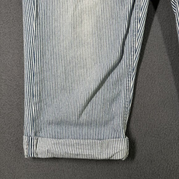 Levis Jeans Womens 4 Blue White Pinstripe Cropped Cuffed Stretch Denim Pants - Picture 2 of 12